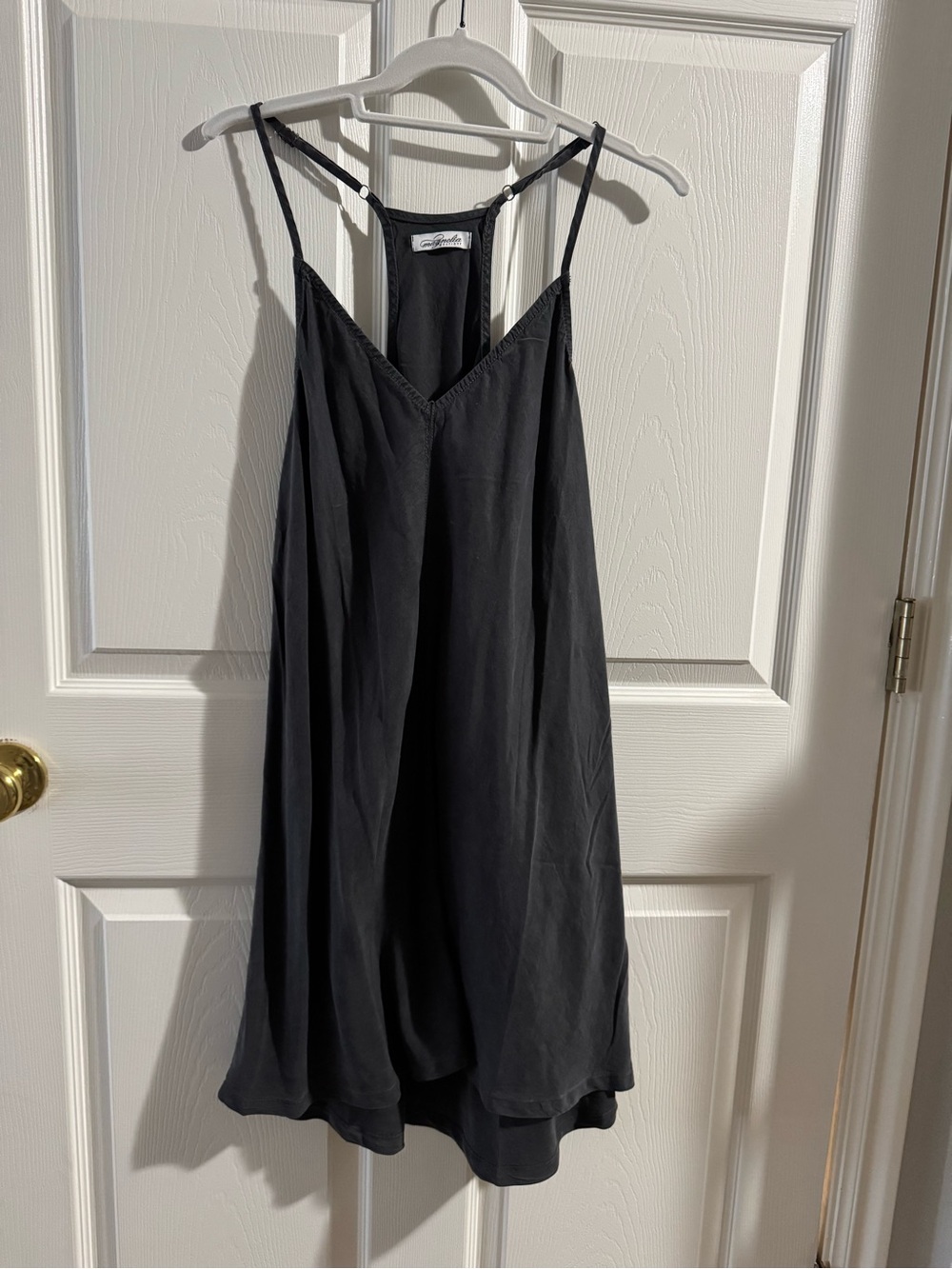 Dark Gray V-Cut T-Shirt Dress (Spaghetti Straps)